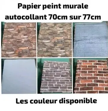 Papier peint mural autocollant effet brique réaliste 70x77cm