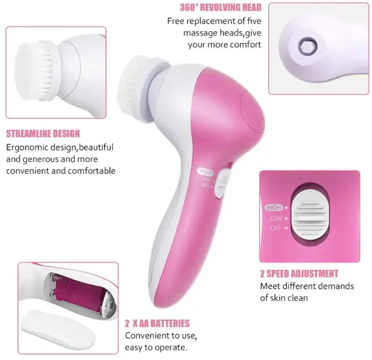 Appareil beauté multifonction AE-8782 avec têtes interchangeables pour exfoliation