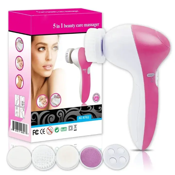 Appareil de soin visage 5 en 1 AE-8782 rechargeable pour nettoyage et massage