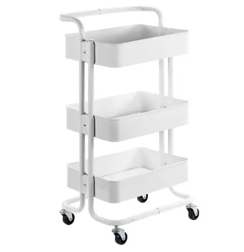 Chariot métal 3 niveaux mobile pour rangement pratique