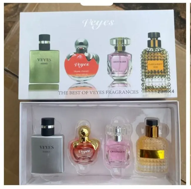 Coffret cadeau parfum élégant avec 5 flacons