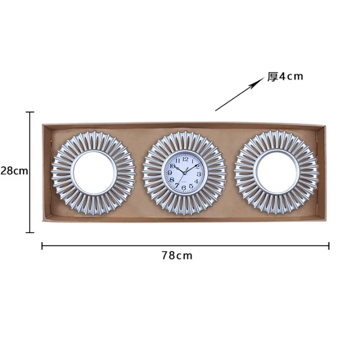 Lot déco mural miroirs et horloges dorés cadre soleil