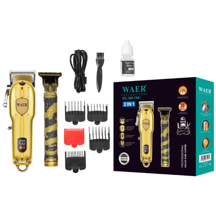 Kit tondeuses professionnelles finition dorée design gravé