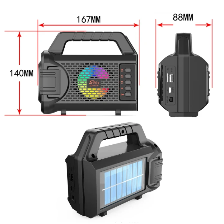 Haut-parleur solaire Sing-E ZQS-T06 avec torche intégrée