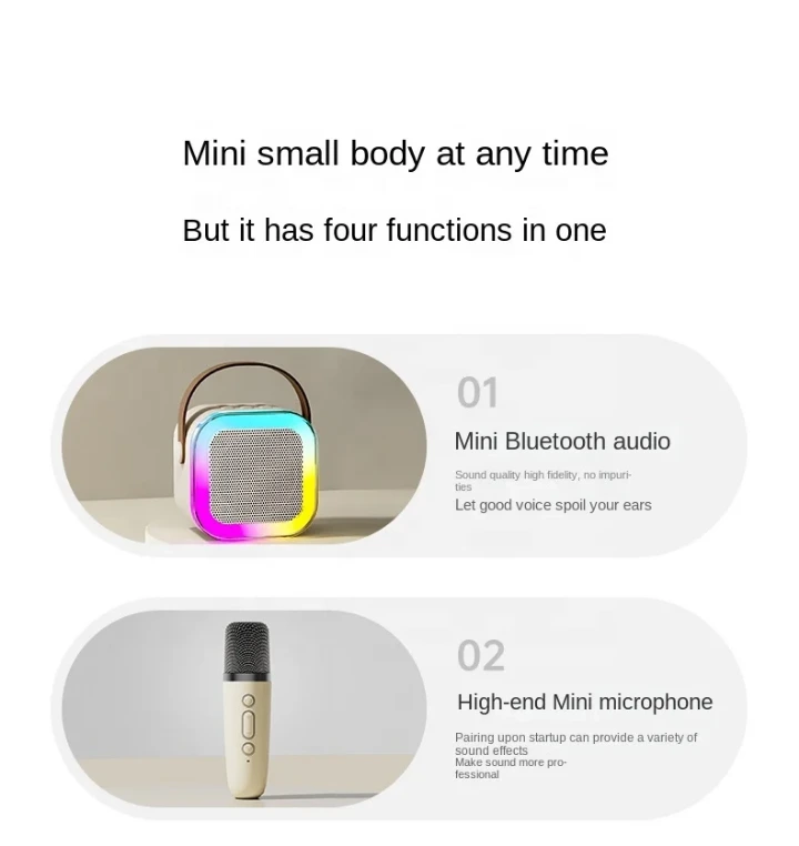 Enceinte design carré avec poignée et lumières LED