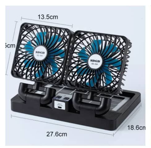 Ventilateur double pratique portable solaire