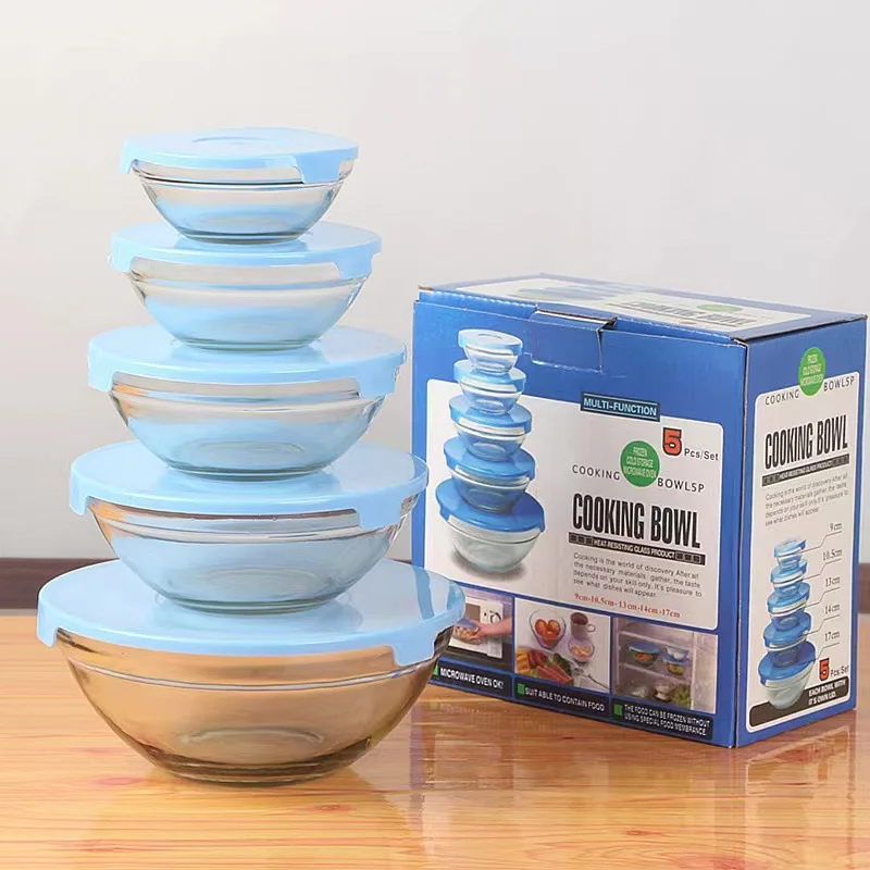 Set de bols en verre avec couvercles colorés