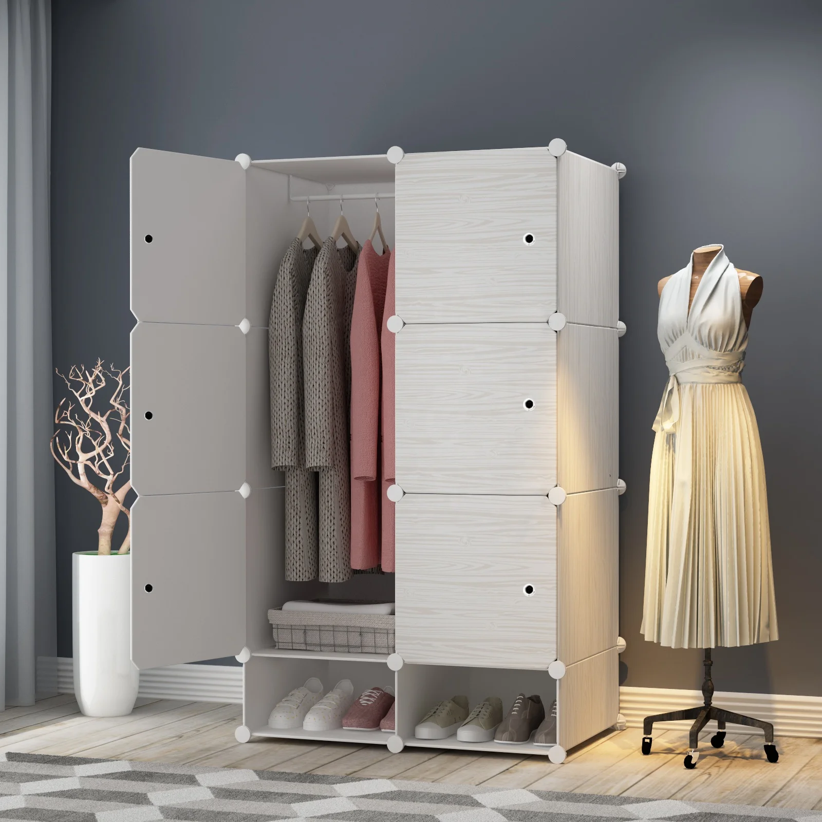 Armoire modulaire rangement 2 battants