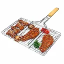 panier de grillade en métal avec poignée bois.webp