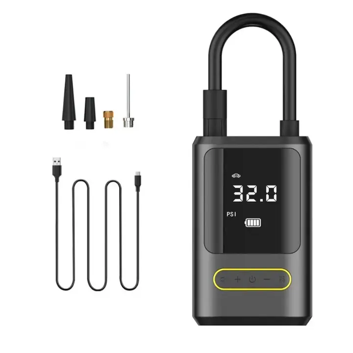 Compresseur d’air portable sans fil – Affichage digital, 2000mAh x2, fonction Power Bank