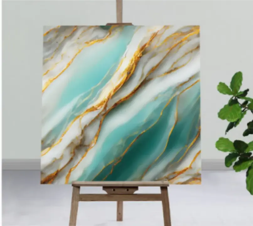 Papier peint PVC effet marbre doré – 70 x 70 cm – Qualité supérieure