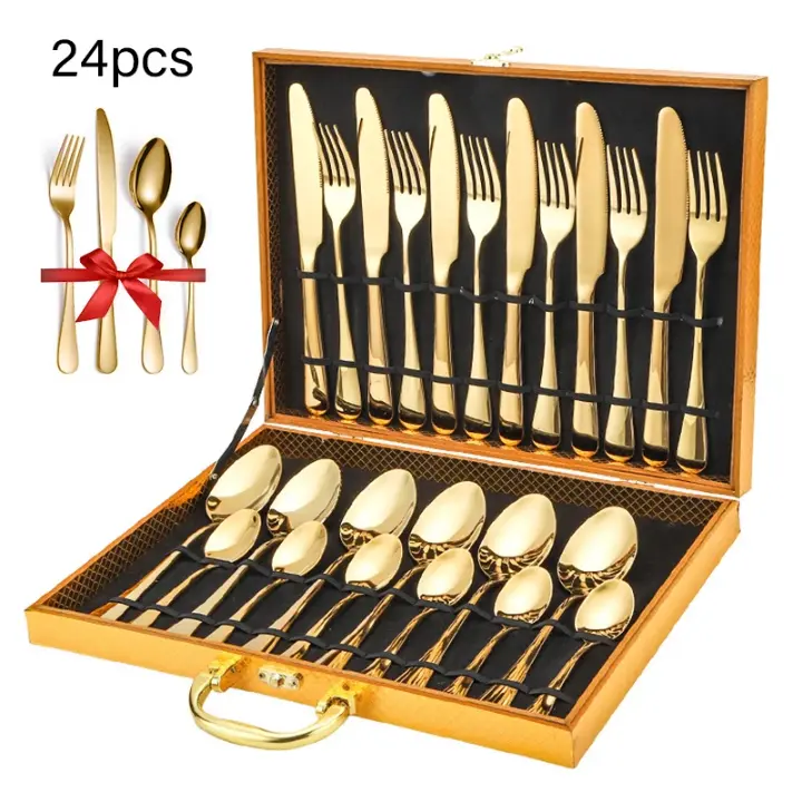 Coffret de Couverts Dorés 24 Pièces – Élégance et Raffinement à Votre Table
