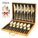 Coffret de Couverts Dorés 24 Pièces – Élégance et Raffinement à Votre Table