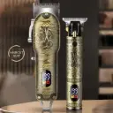 Tondeuses électriques professionnelles dorées – Design gravé, affichage digital, coupe précise