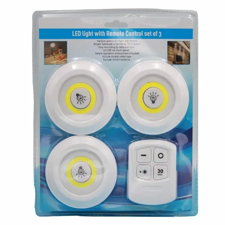 Lot de 3 lampes LED tactiles – Télécommande, intensité réglable, minuterie 30 min