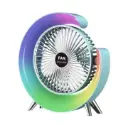 Ventilateur portable LED multicolore – 5 vitesses, lumière d’ambiance, effets respirants et rotation 180°