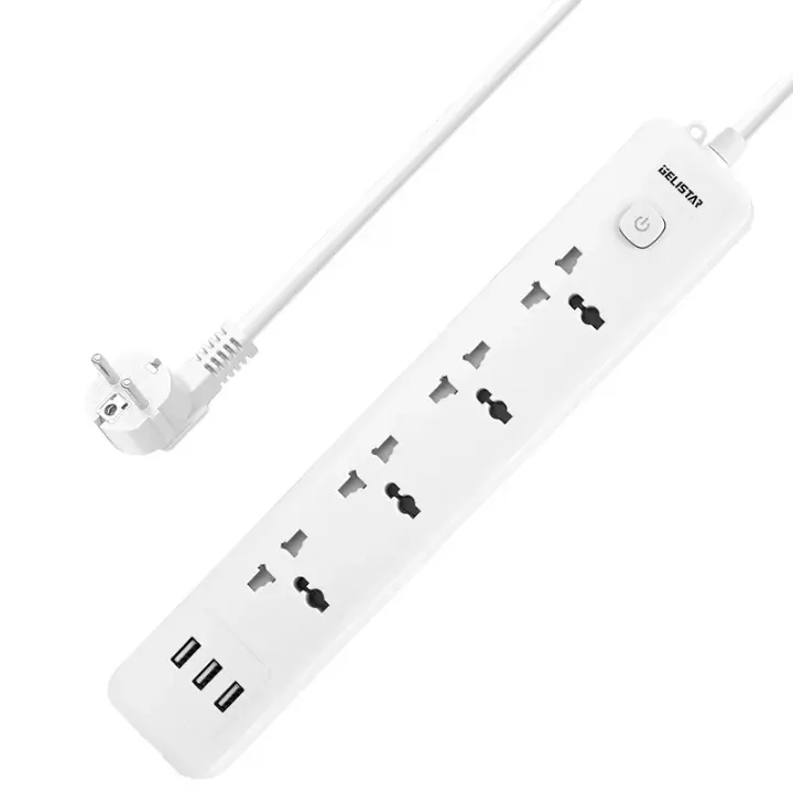 Multiprise – 6 prises universelles + 3 ports USB, interrupteur, protection intégrée