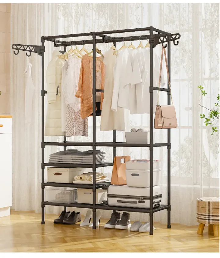 Portant de rangement modulable – 2, 3 ou 4 colonnes, penderie ouverte, étagères, structure métal, jusqu’à 173 cm de hauteur