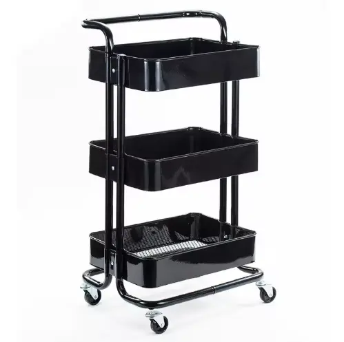Chariot de Rangement en Métal à 3 Niveaux – Mobile et Multifonction