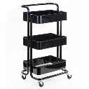 Chariot de Rangement en Métal à 3 Niveaux – Mobile et Multifonction