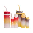 Gourde dégradée 3‑en‑1 “BEAUTY” – paille intégrée, bouchon flip‑top et poignée