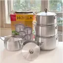 Lot de casseroles en aluminium – 5 pièces, légères, résistantes, idéales pour cuisine familiale ou professionnelle
