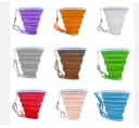 Gobelets pliables en silicone – 5 couleurs, couvercle et sangle, réutilisables et compacts