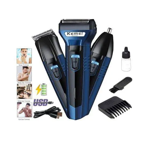 Kit tondeuse électrique 3-en-1 – barbe, rasage de près, nez et oreilles