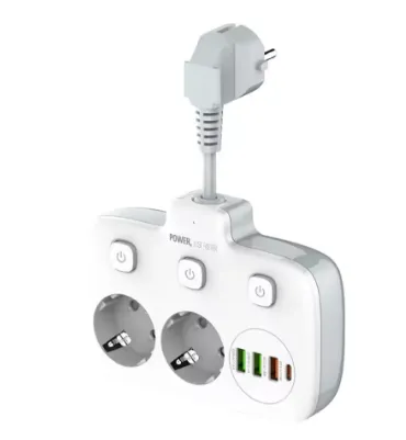 Multiprise intelligente – 2 prises + 3 ports USB (USB-A & Type-C)