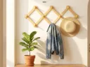 Porte‑manteau mural extensible – bois élégant & rangement pratique