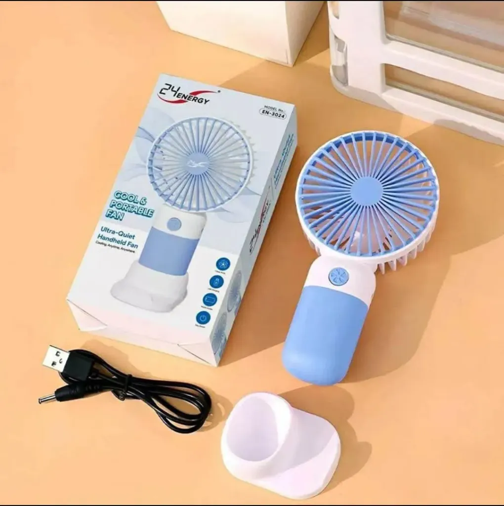 Mini ventilateur portable EN‑3024 – ultra‑silencieux & rechargeable